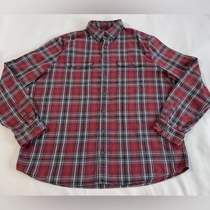 Express Men's Long Sleeve‎ Red/Black Plaid Button Front Flannel Shirt Size XL